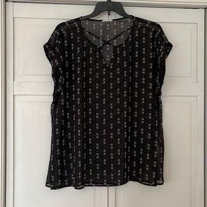Womens black short sleeved blouse